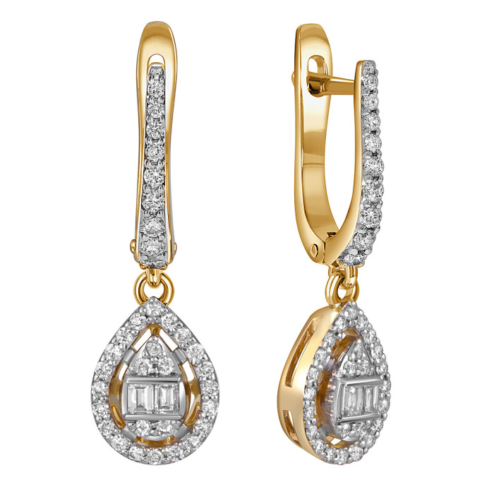 Серьги из жёлтого золота с бриллиантами (053755)