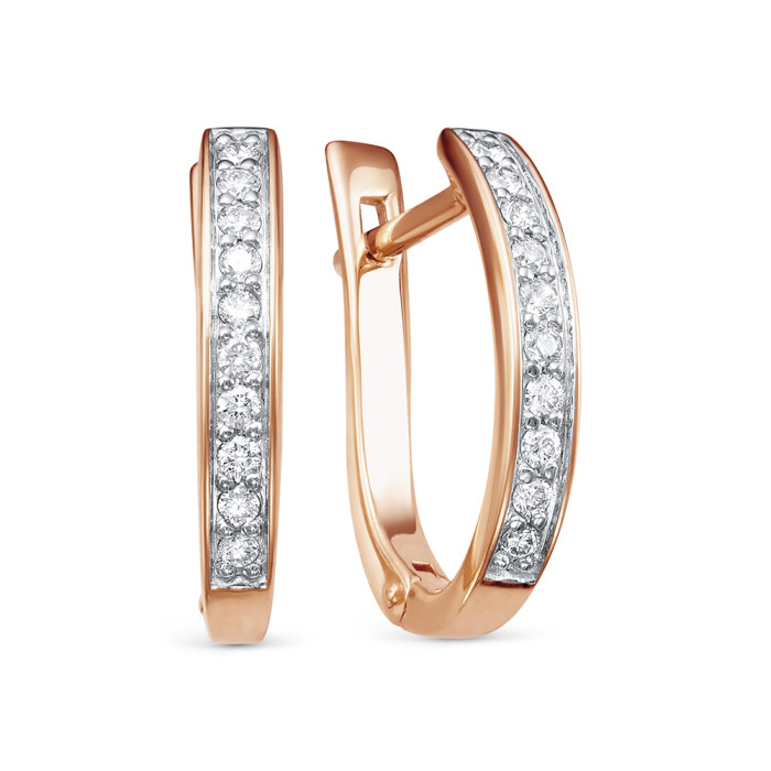 Серьги из красного золота с бриллиантами (053963)