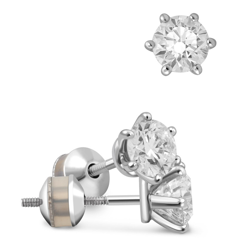 Серьги пусеты из белого золота с бриллиантами (035530)