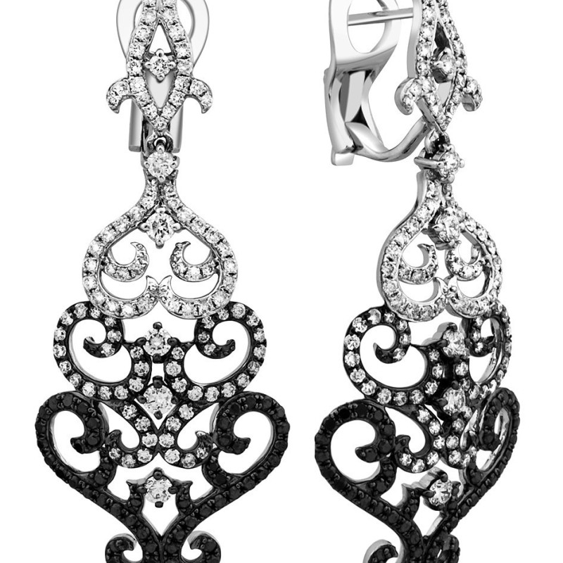 Серьги из белого золота с бриллиантами (011387)