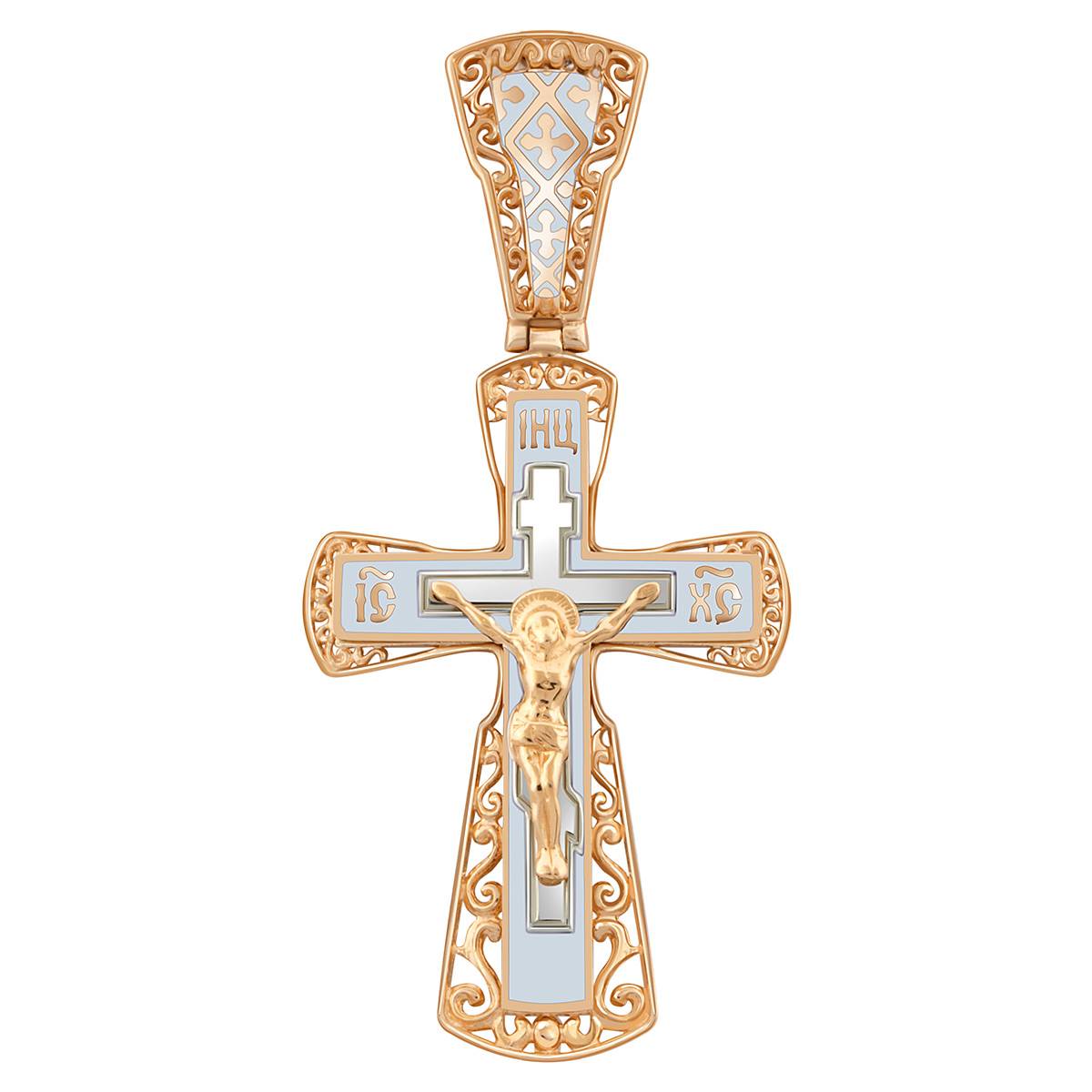 Кулон крест из красного золота с с эмалью (038549)