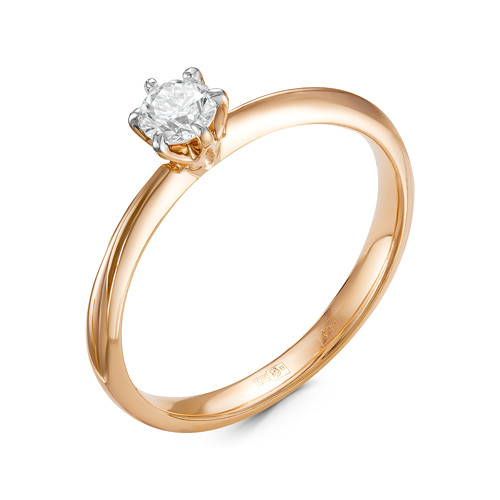 Помолвочное кольцо из красного золота с бриллиантом (043839)