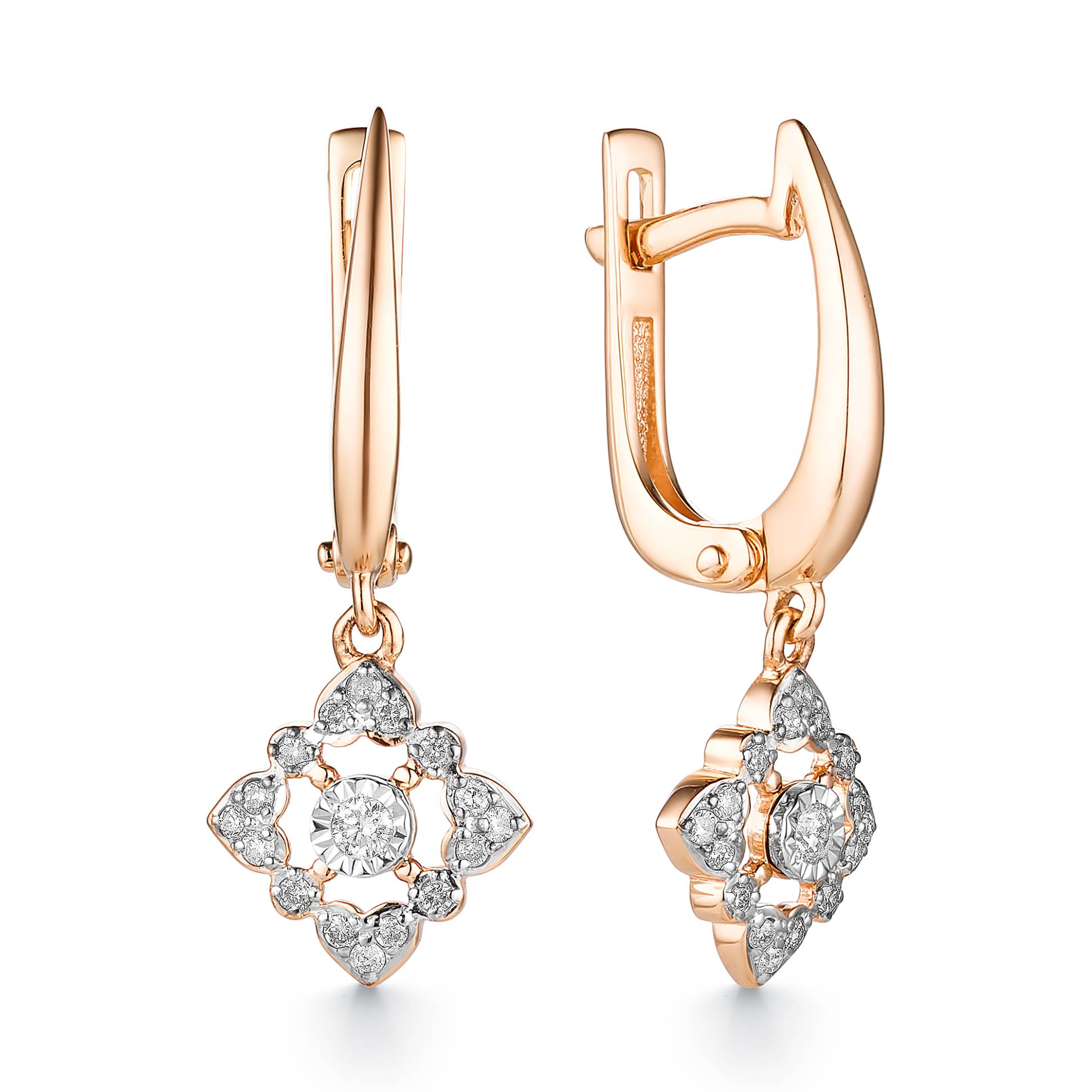 Серьги из красного золота с бриллиантами (039007)