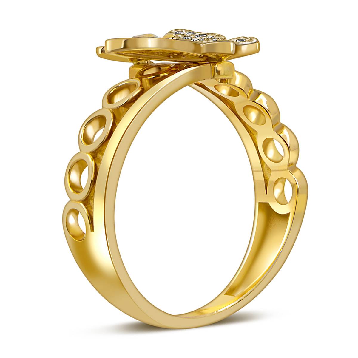 Кольцо из жёлтого золота с фианитами 