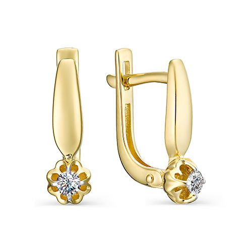 Серьги из жёлтого золота с бриллиантами (034372)