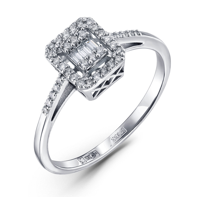 Кольцо из белого золота с бриллиантами  (060876)