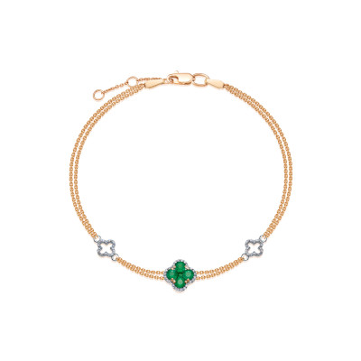 Браслет из красного золота с бриллиантами и изумрудами (053888)