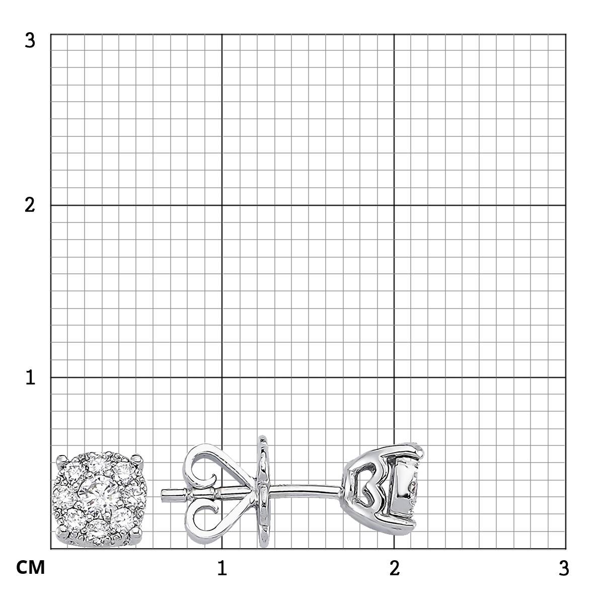 Серьги пусеты из белого золота с бриллиантами (051578)
