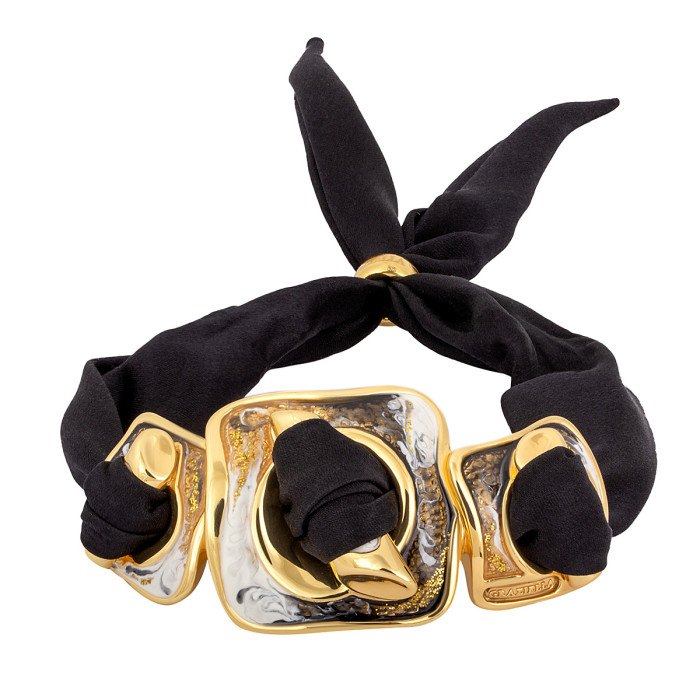 Браслет из серебра с эмалью и шёлком "Graziella" (038665)