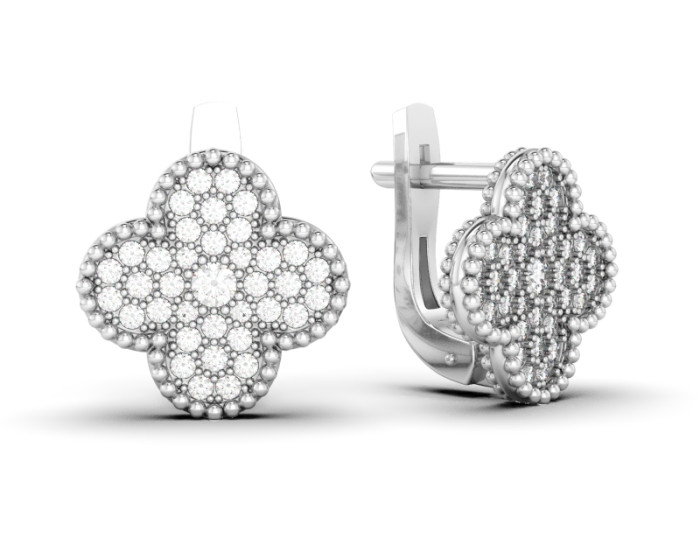 Серьги из белого золота с бриллиантами (053002)