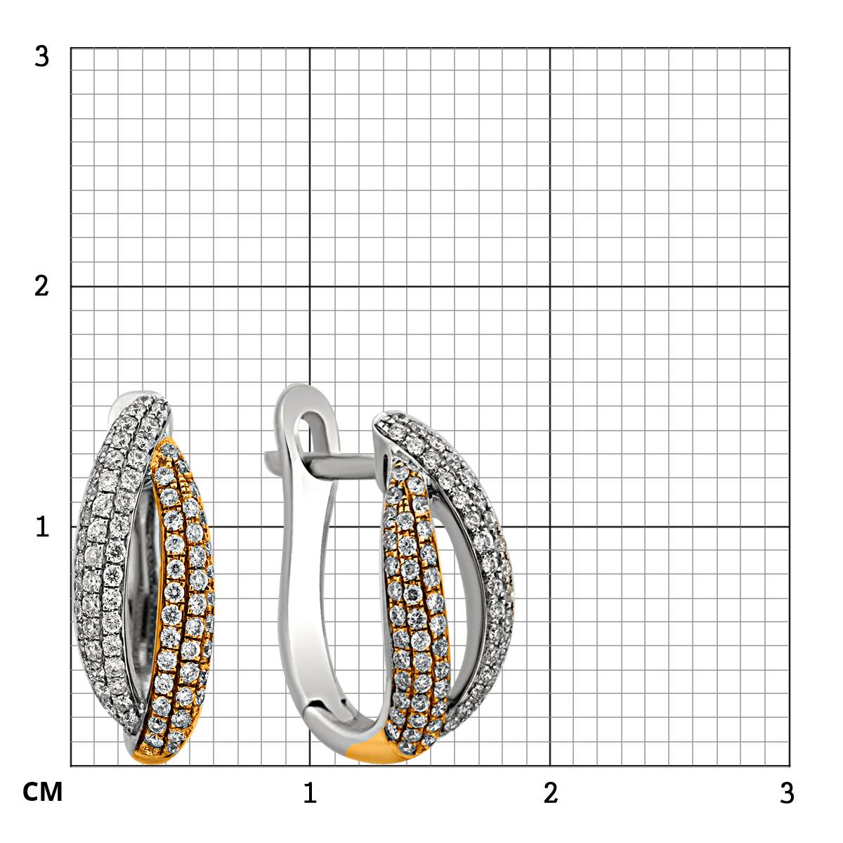 Серьги из комбинированного золота с бриллиантами (023366)