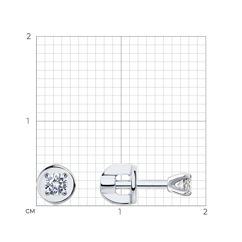 Серьги пусеты из белого золота с бриллиантами (048007)