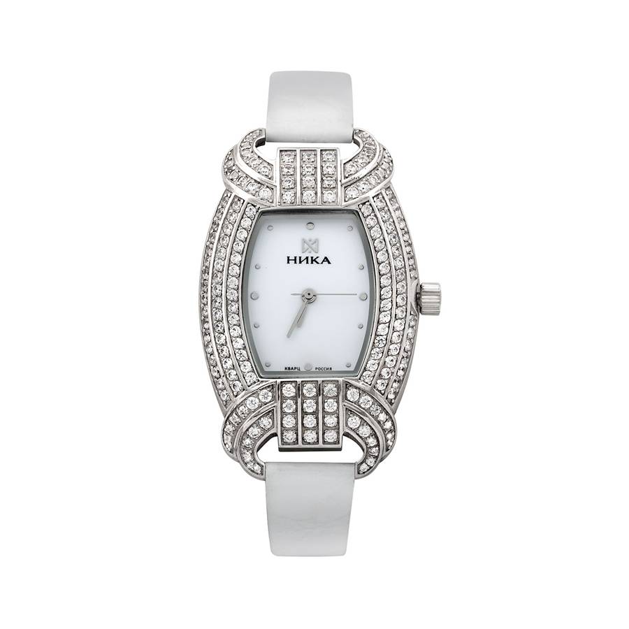 Часы женские из серебра с кристаллами Сваровски кварцевые НИКА (013921)