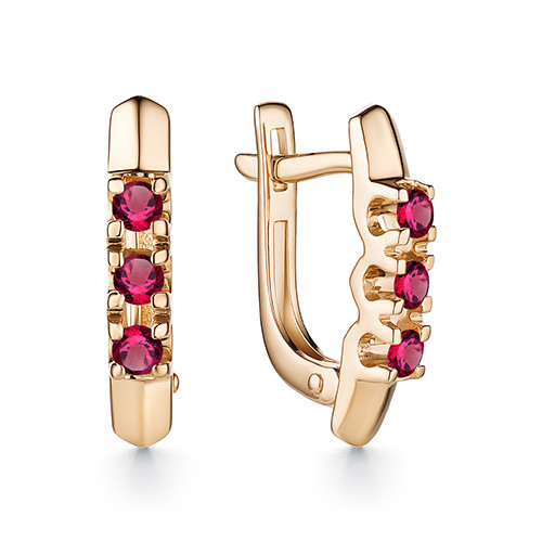 Серьги из красного золота с рубинами (042069)