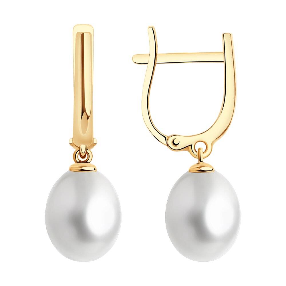 Серьги из красного золота с жемугом (050930)