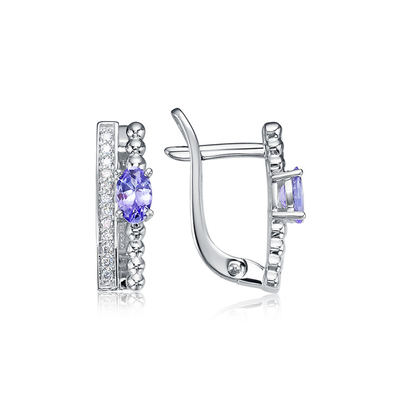 Серьги из белого золота с бриллиантами и топазами (050887)