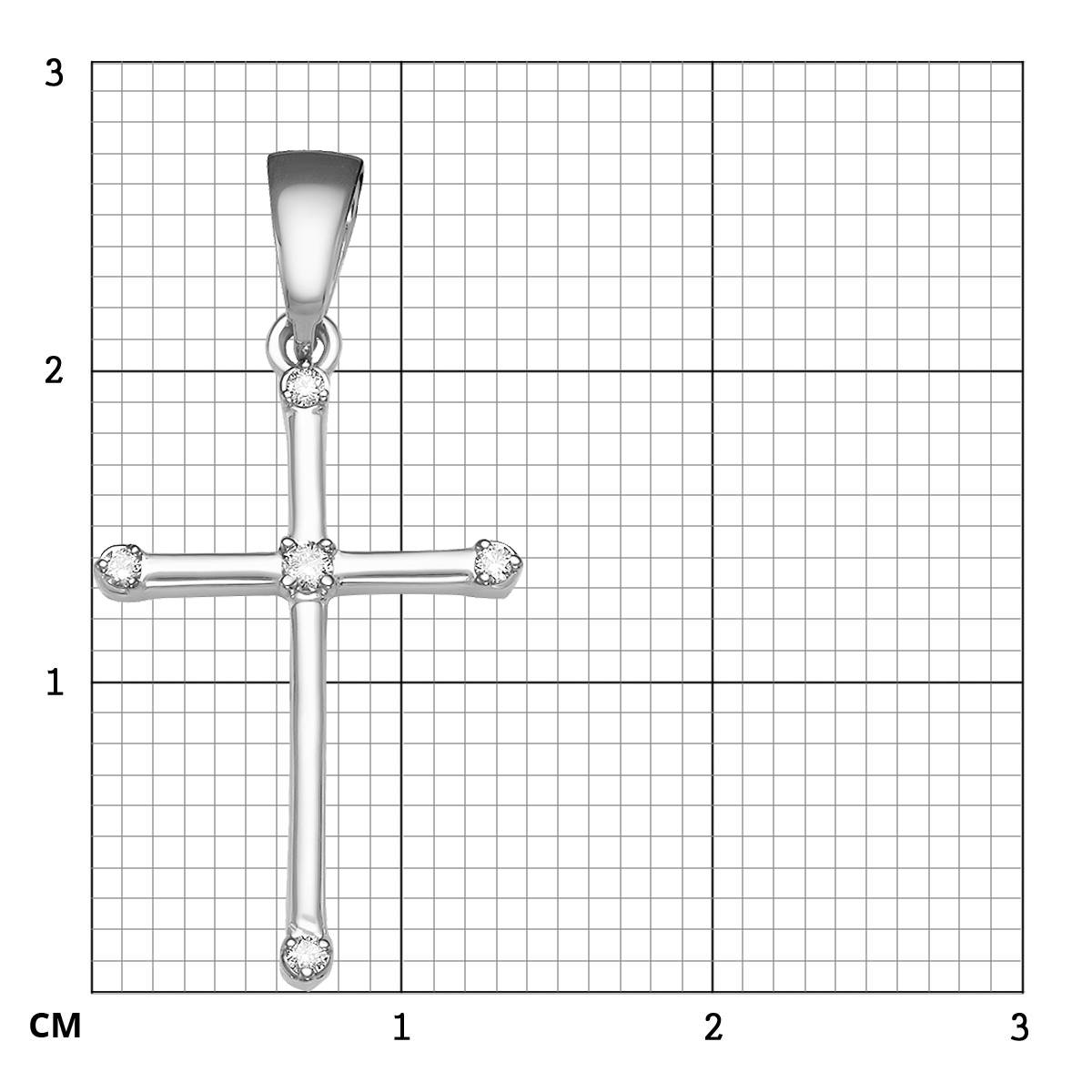 Кулон крест из белого золота с бриллиантами (049619)