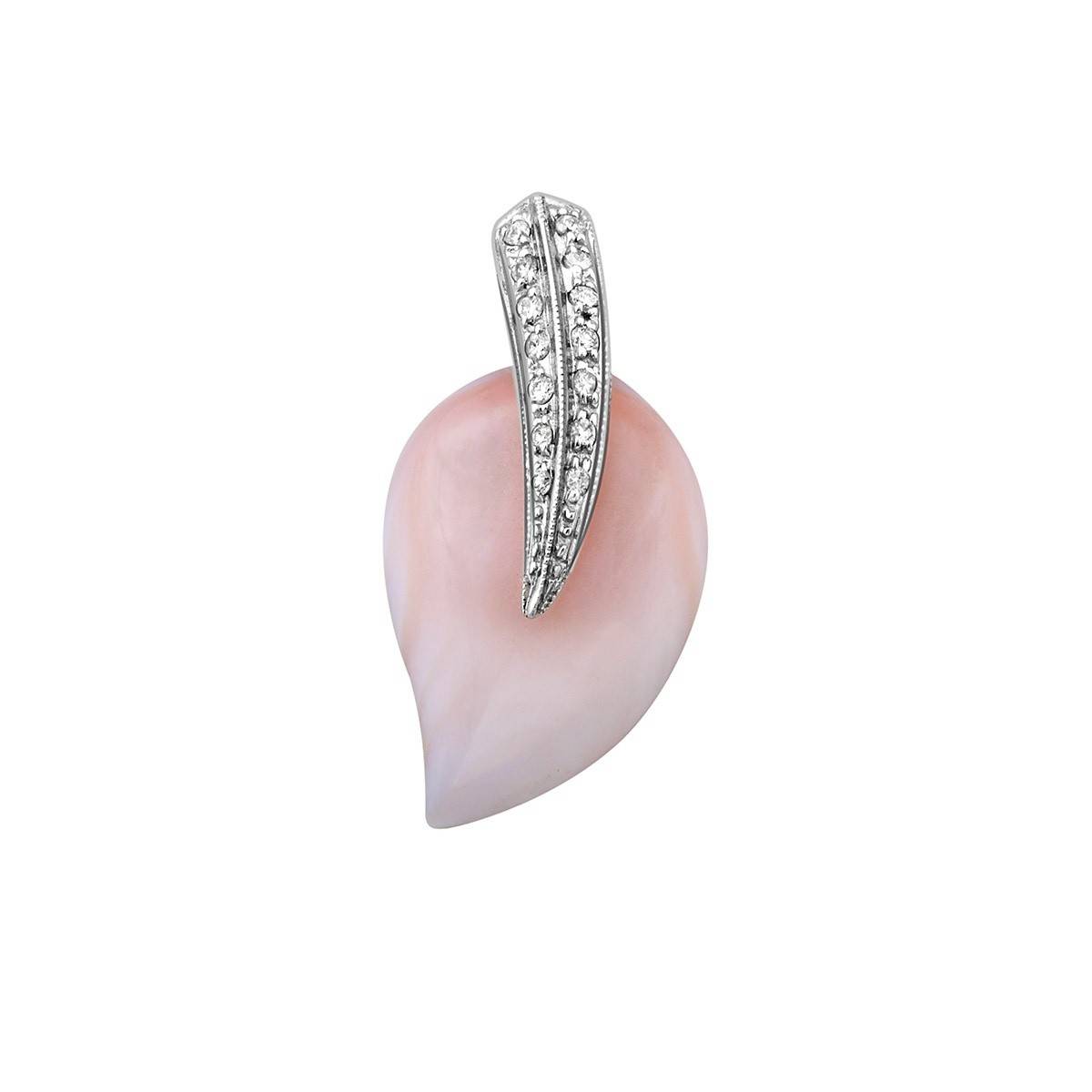 Кулон из белого золота с бриллиантами и перламутром (020415)