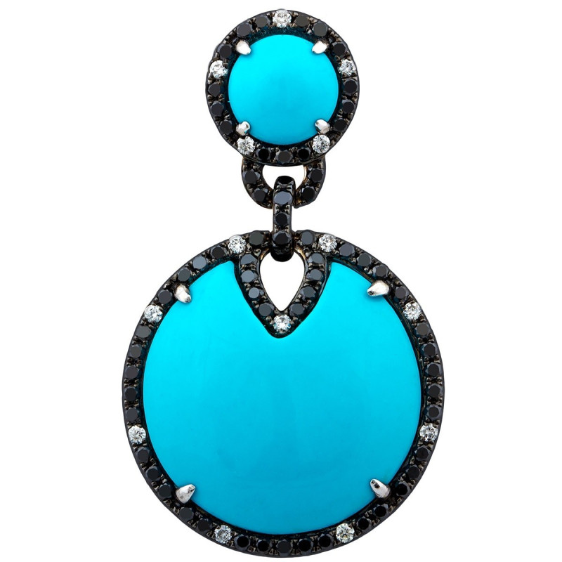 Кулон из золота с бриллиантами и бирюзой (003993)