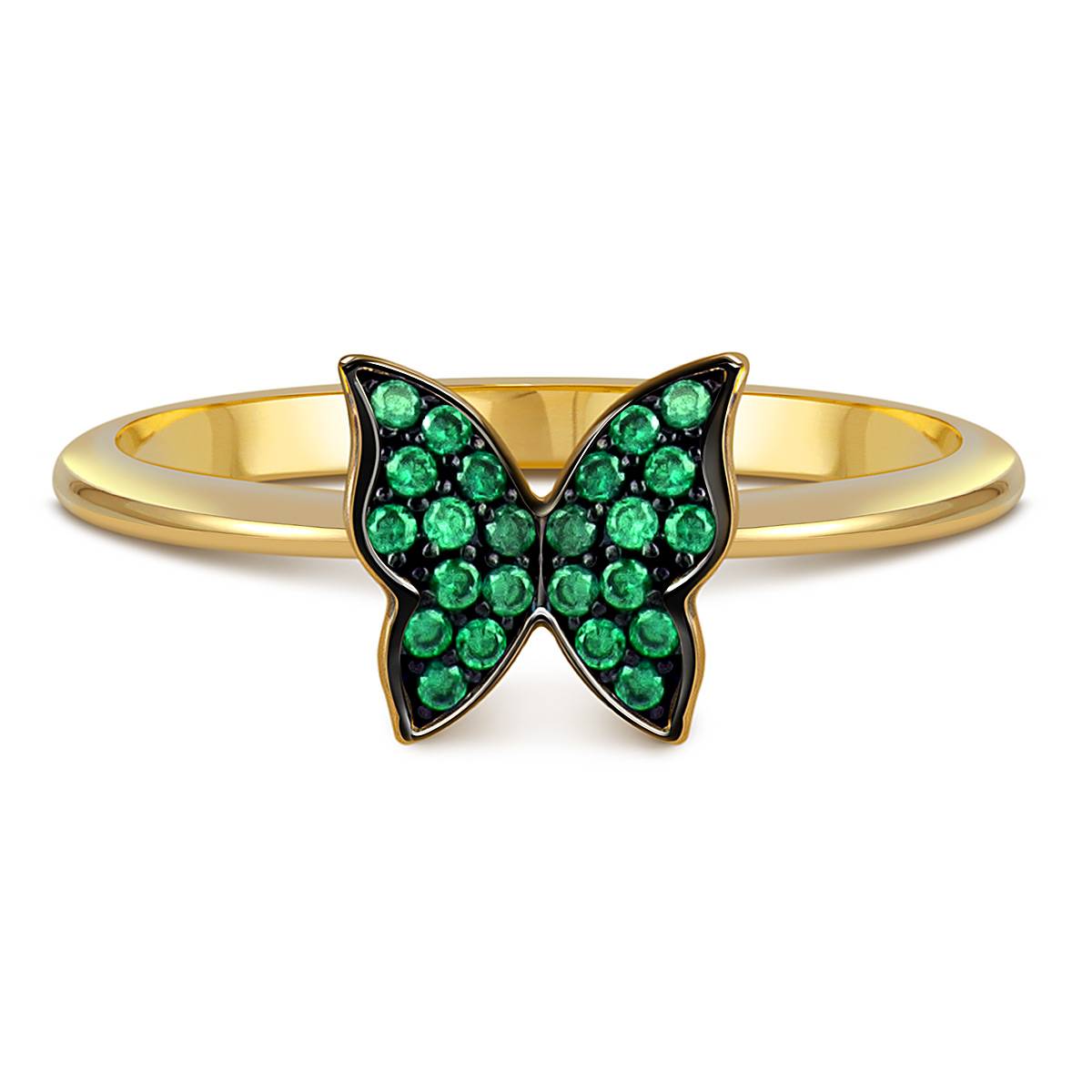 Кольцо из жёлтого золота с фианитами 