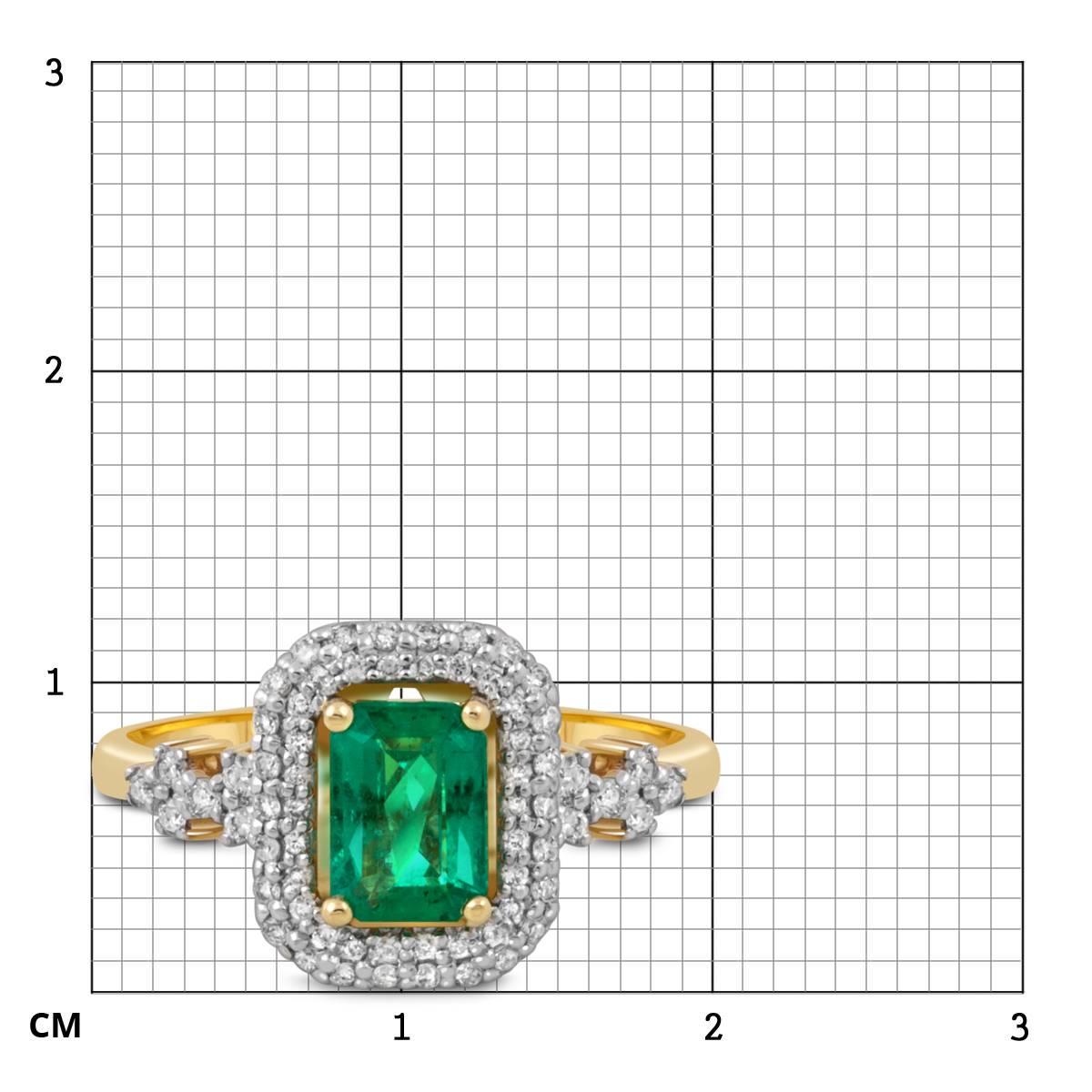 Кольцо из жёлтого золота с бриллиантами и изумрудами (051824)