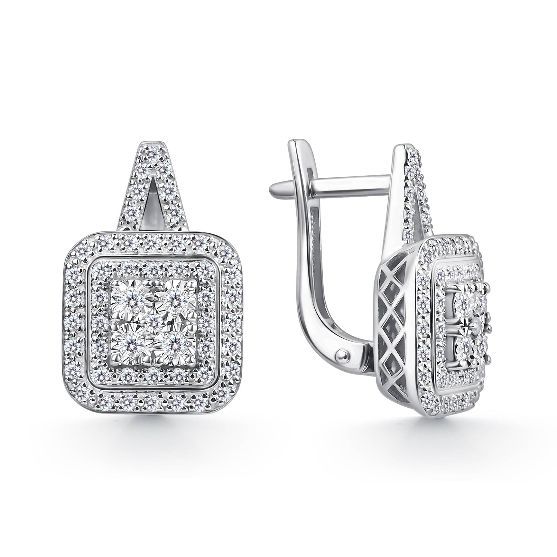 Серьги из белого золота с бриллиантами (063012)