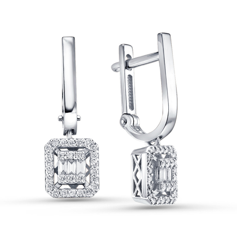 Серьги из белого золота с бриллиантами (060875)