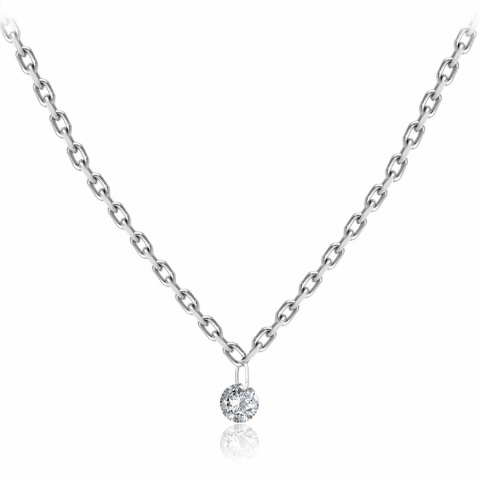 Колье из белого золота с бриллиантом (047758)