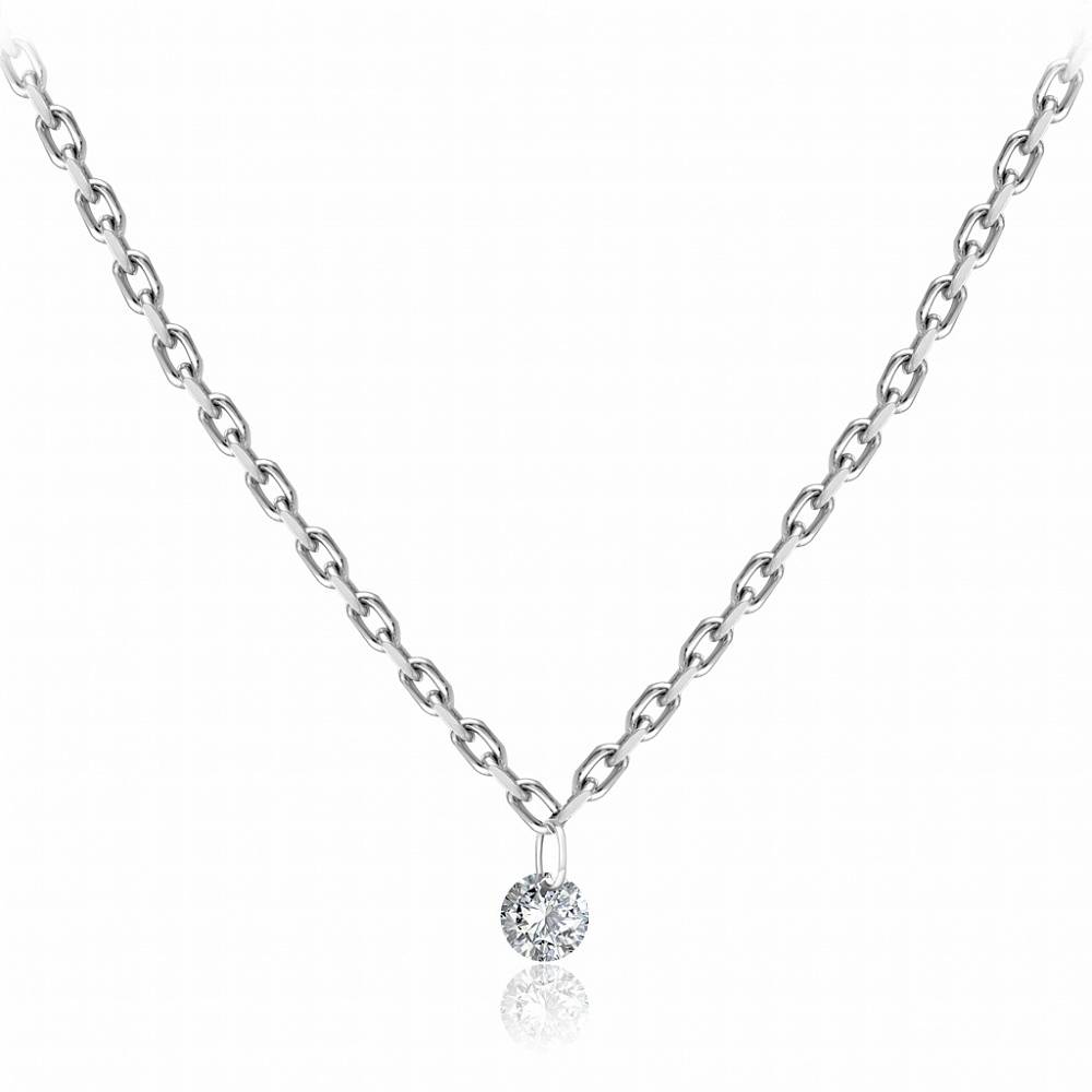Колье из белого золота с бриллиантом (047758)