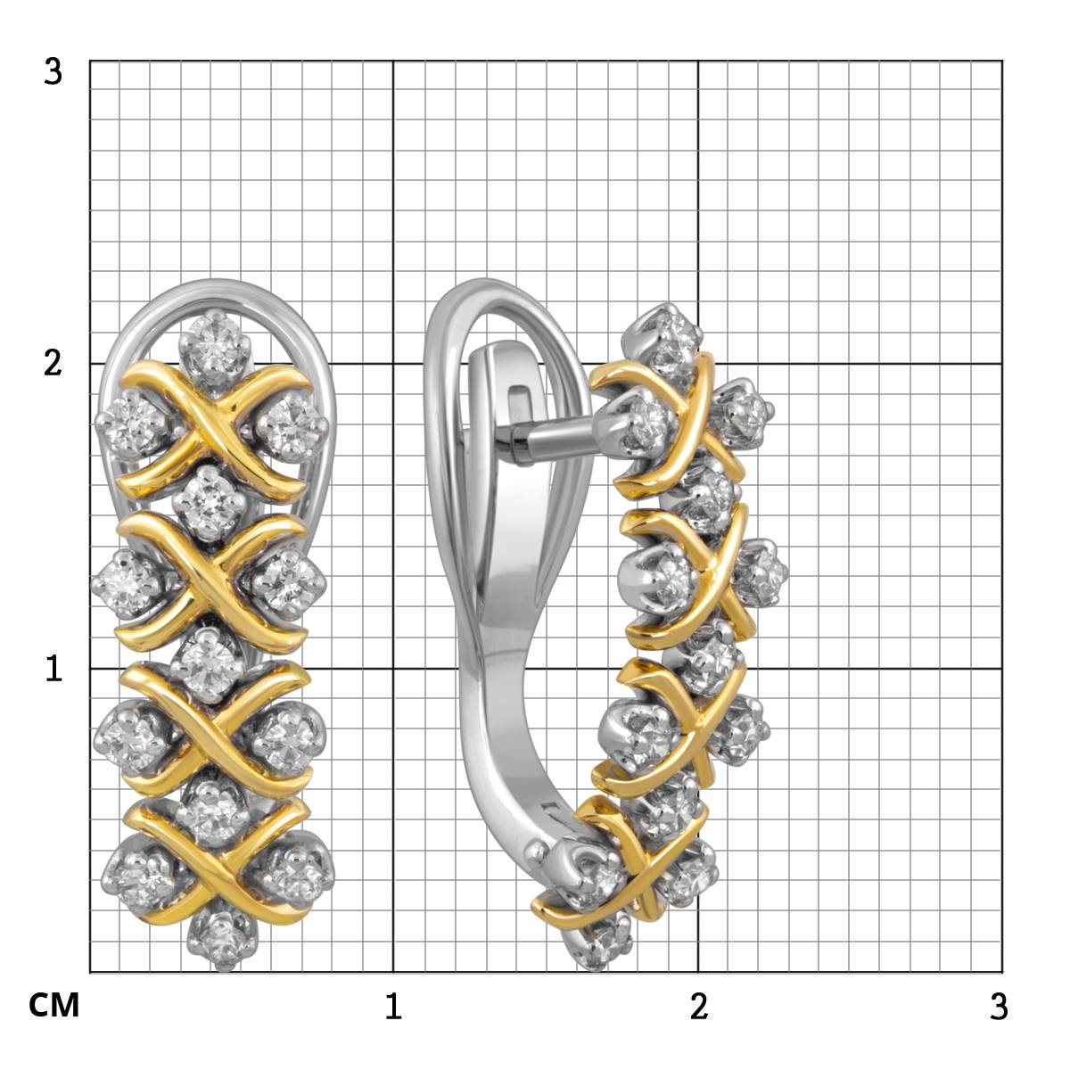 Серьги из комбинированного золота с бриллиантами (052923)