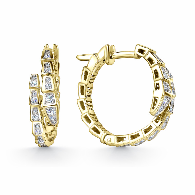 Серьги конго из жёлтого золота с бриллиантами (058897)