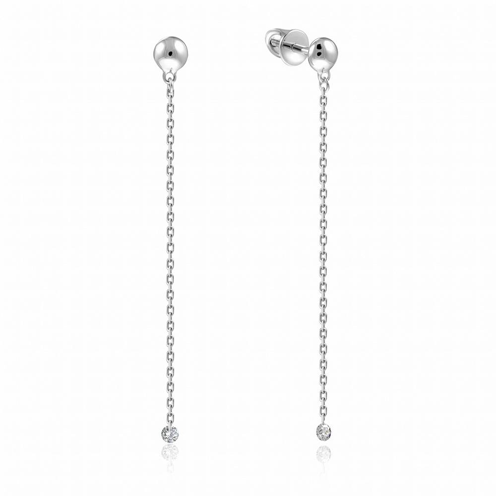 Серьги из белого золота с бриллиантами (047691)