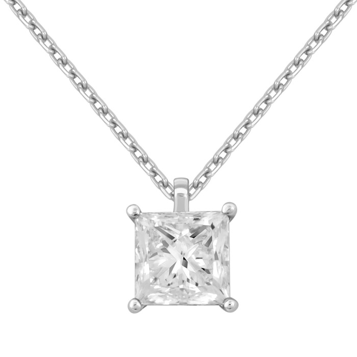 Колье из белого золота с бриллиантом (048100)