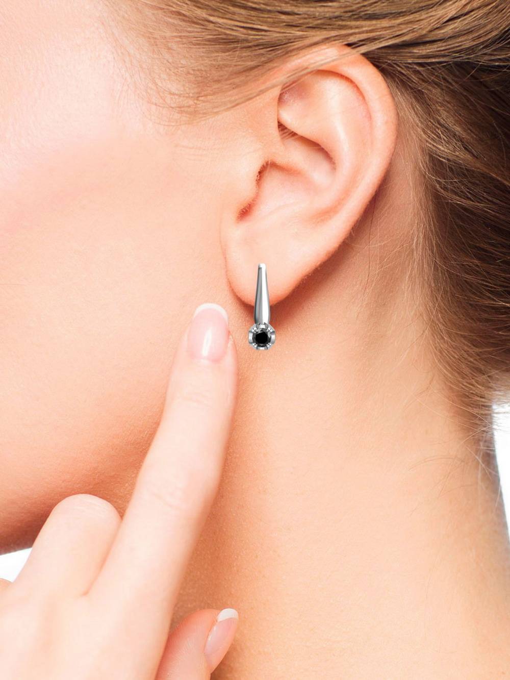 Серьги из белого золота с чёрными бриллиантами (043858)