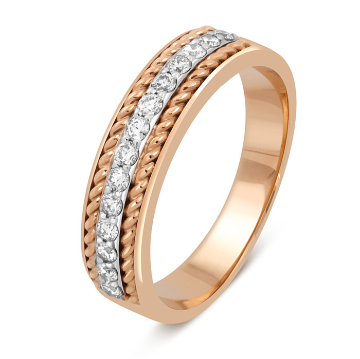 Кольцо из красного золота с бриллиантами (048192)