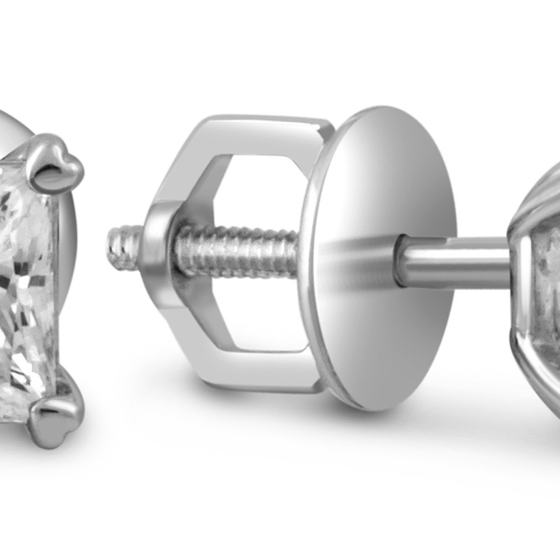 Серьги пусеты из белого золота с бриллиантами (052062)