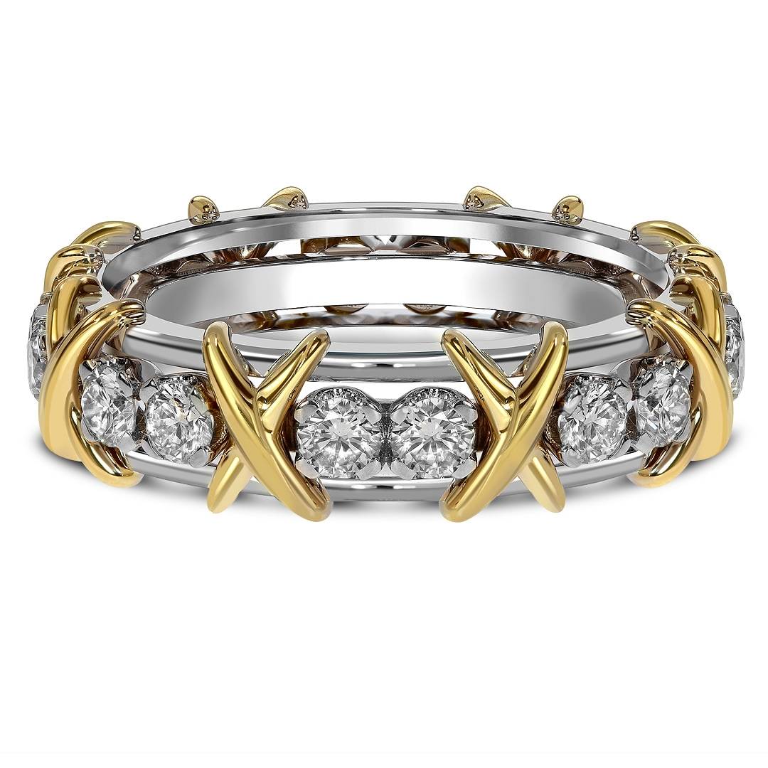 Кольцо из комбинированного золота с бриллиантами (044904)