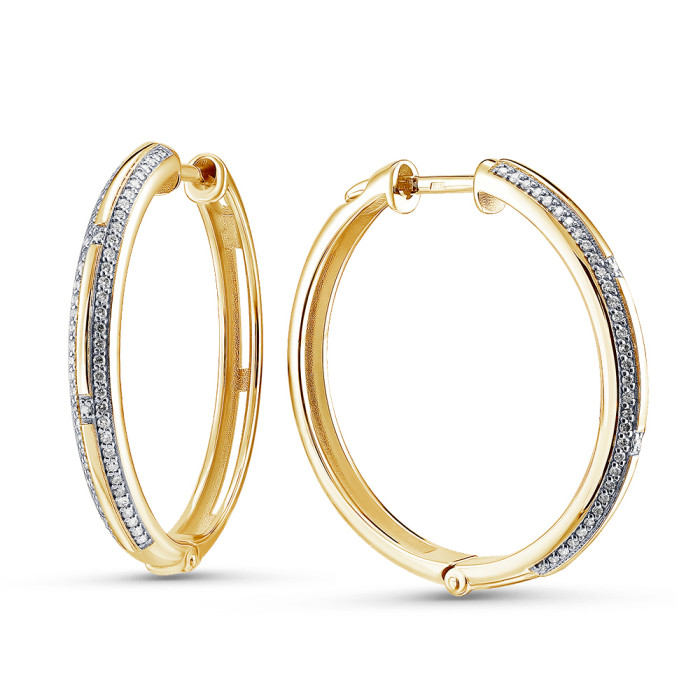 Серьги конго из жёлтого золота с бриллиантами (052988)