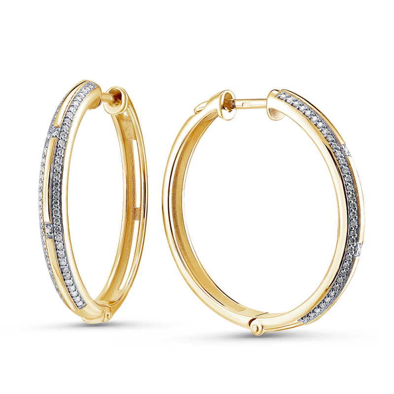 Серьги конго из жёлтого золота с бриллиантами (052988)