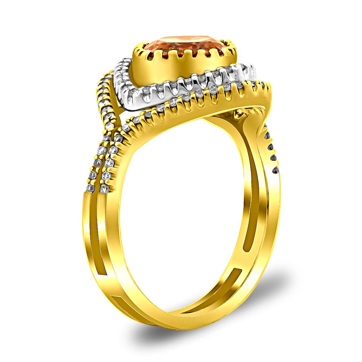 Кольцо из жёлтого золота с бриллиантами и цитрином (022200)