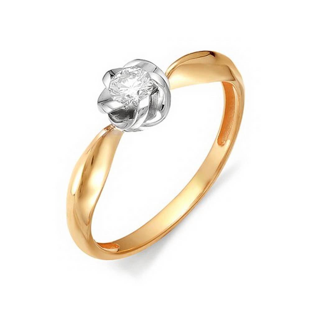 Помолвочное кольцо из комбинированного золота с бриллиантом (031280)