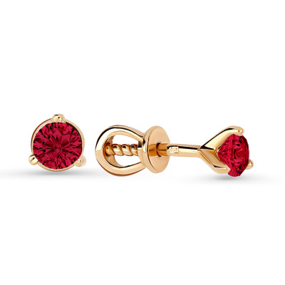 Серьги пусеты из красного золота с рубинами (050066)