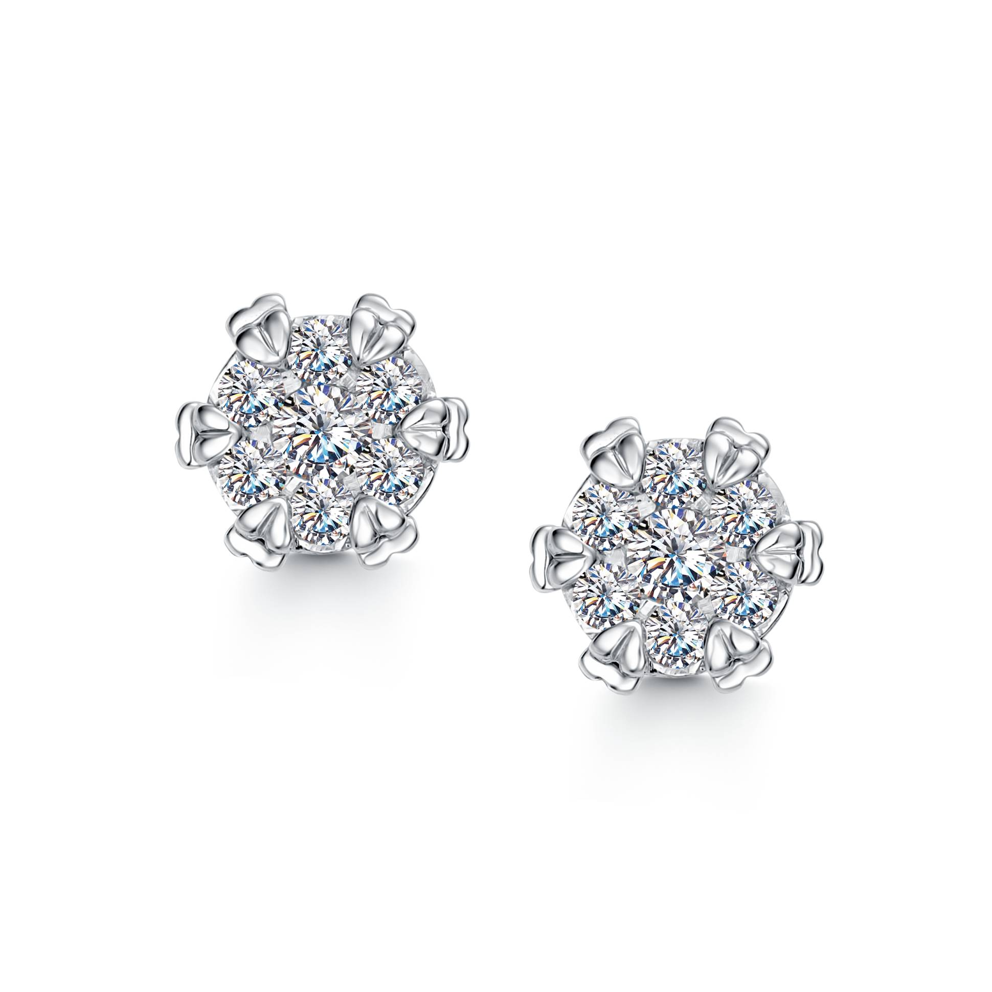 Серьги пусеты из белого золота с бриллиантами (053707)