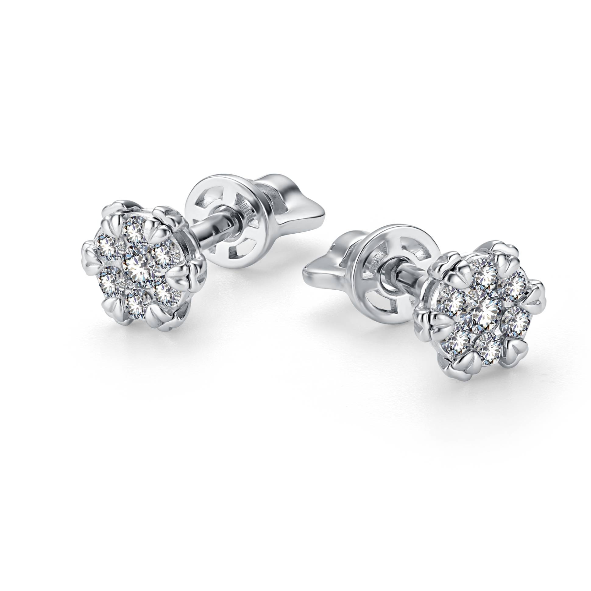 Серьги пусеты из белого золота с бриллиантами (053707)