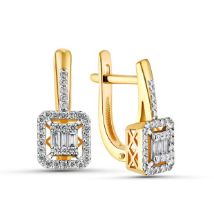 Серьги из жёлтого золота с бриллиантами (060896)
