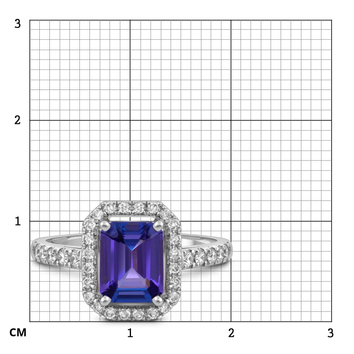 Кольцо из белого золота с бриллиантами и танзанитом (050552)