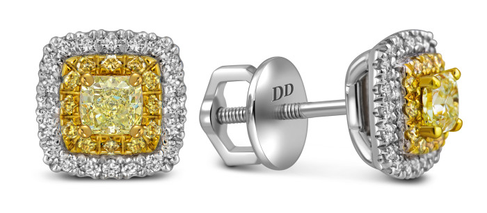 Серьги пусеты из белого золота с бриллиантами (062824)