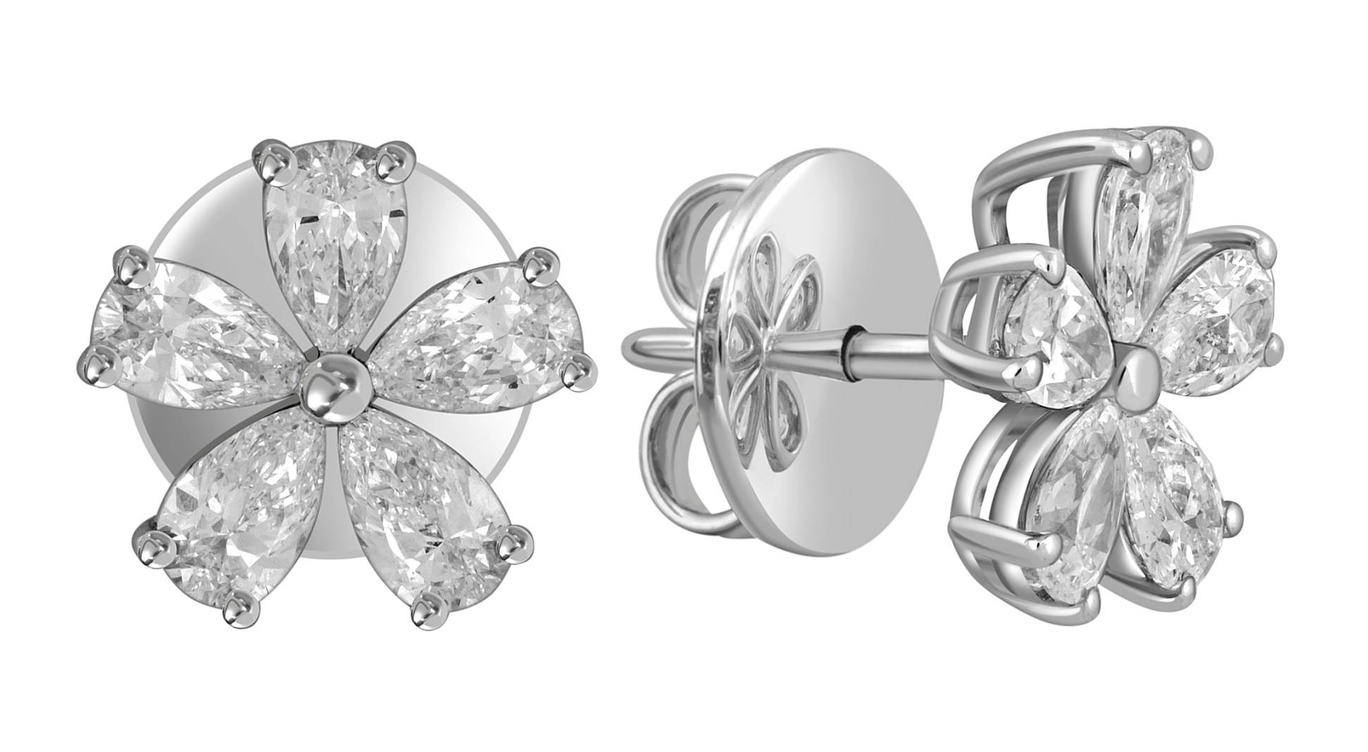 Серьги пусеты из белого золота с бриллиантами 