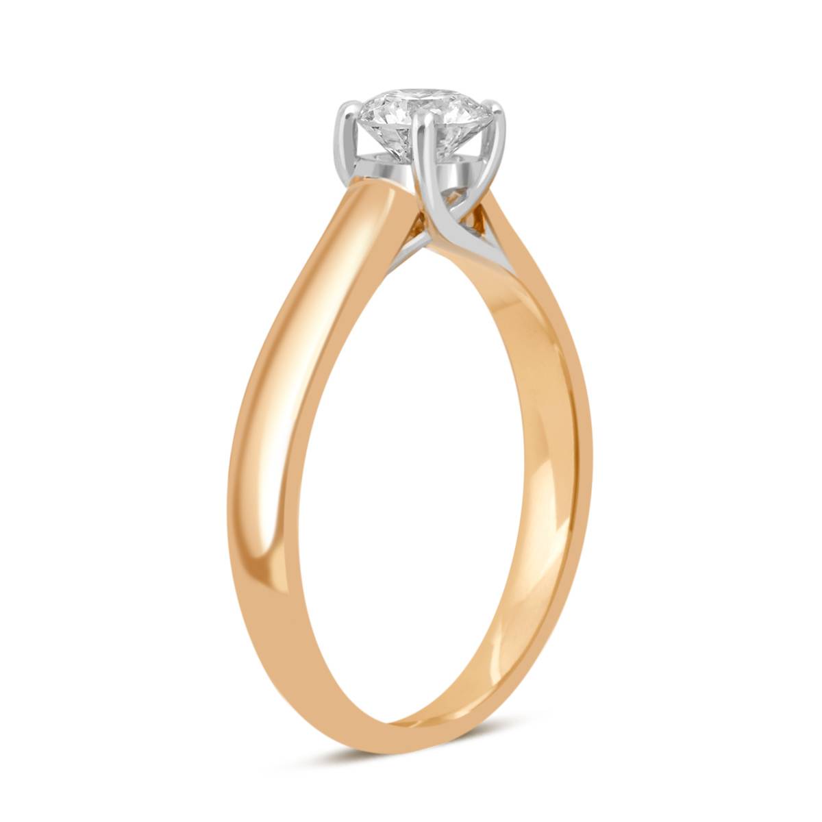 Помолвочное кольцо из комбинированного золота с бриллиантом (039493)