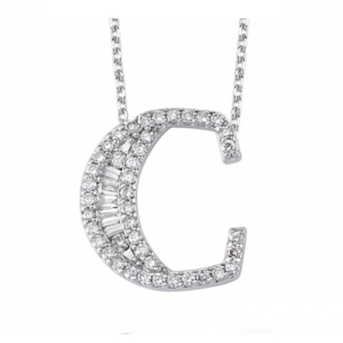 Колье из белого золота с бриллиантами "Буква" (052318)